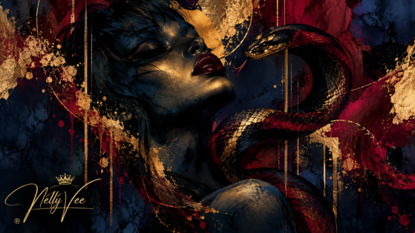 Abstract nVeeism artwork for Dark Venom exploring memory, conflict, attraction, fracture, and consequence